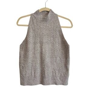 NWT A New Day High Neck Sleeveless Sweater Top Knit Taupe Size Medium